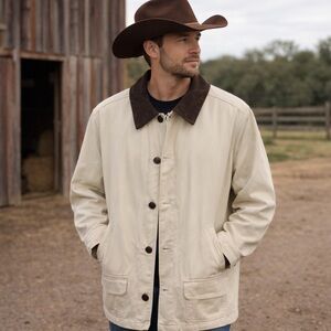 Lands’ End Men’s XL Tan Barn Coat Chore Jacket Corduroy Collar